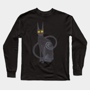 Black cat with yellow eyes Long Sleeve T-Shirt